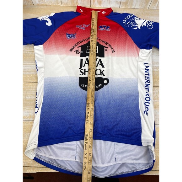 Voler Java Shack Coffee Red White & Blue Cycling Jersey Grover Beach CA Size 2XL - Picture 7 of 9